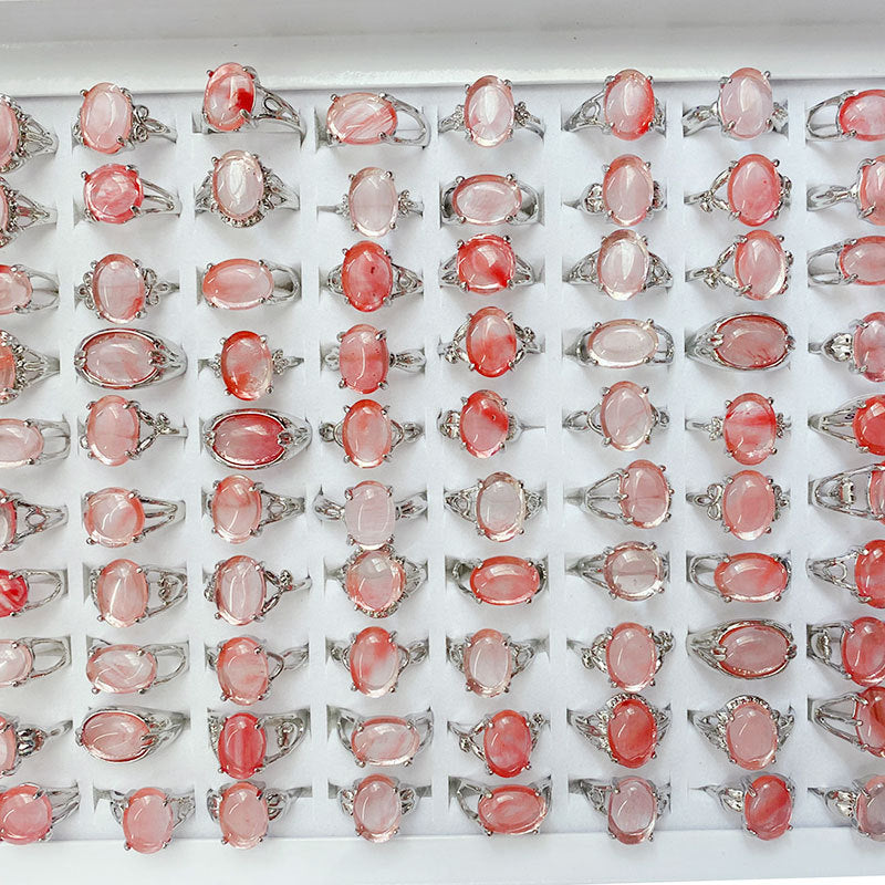 Wholesale Natural Stone Alloy Rings